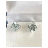 SQUARE CUT AQUAMARINE EARRINGS SET IN 18K WHITE