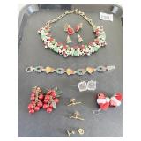 CHRISTMAS THEME NECKLACE EARRING SET BRACELET