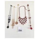 NECKLACES 1928 RED BEADED BLUE STONES PURPLE