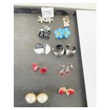 GROUP OF EARRINGS FLOWERS HOOPS HEARTS