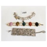 SILVER 925 CHARM BRACELET WITH GUITAR KEY CAR