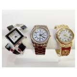 ROSE GOLD WRISTWATCH SILVER TONE BLACK ENAMEL