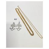 GOLD TONE CHAIN NECKLACES FANCY WIRE EARRINGS