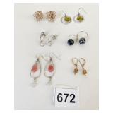 ASSORTED EARRINGS BEADED HOOPS SILVER TONE W