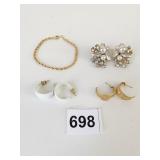 BEAU JEWELS EARRINGS GOLD TONE CHAIN BRACELET