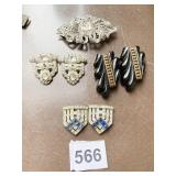 RHINESTONE VINTAGE SHOE CLIPS BLACK CELLULOID