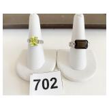 RINGS TWO LIA SOPHIA SILVER TONE ONE GREEN SIZE 7