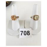 TWO LIA SOPHIA RINGS SIZE 7 SILVER TONE WITH GOLD