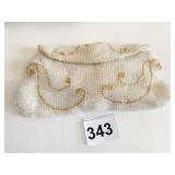 WHITE LINED BEADED CLUTCH PURSE MADE IN BELGIUM