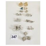 RHINESTONE AND CRYSTAL BEAD EARRINGS 3 PC SQUARE