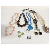 SEASHELL NECKLACE BROWN GLASS BEAD NECKLACE TREE