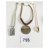 PENDANT NECKLACES BEADED SHELL GOLD TONE ETC.
