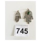 TWO STERLING HAMSA HANDS PENDANT OR CHARM ONE