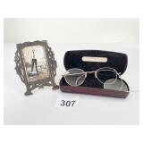 SMALL ANTIQUE METAL DECORATIVE PICTURE FRAME WITH