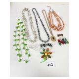 BEADED NECKLACES GOLD TONE LOCKET PENDANT