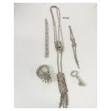 DOUBLE STRAND RHINESTONE NECKLACE DOUBLE BLOCK