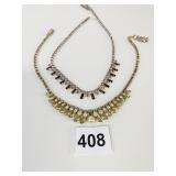 RHINESTONE AND PEARL NECKLACE RHINESTONE AMETHYST