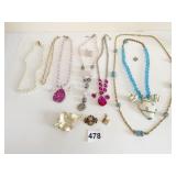 ENAMEL SEASHELL PENDANT NECKLACE EARRING SET