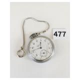 POCKET WATCH SILVER TONE MARBACH ELYRIA TRAIN