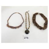 TIGER EYE CHIP CHOKER NECKLACE GLASS PENDANT