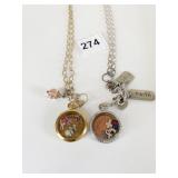 GOLD TONE AND SILVER TONE WINDOW PENDANTS WITH