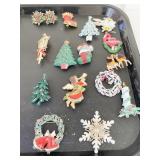 CHRISTMAS THEME NOVELTY JEWELRY PINS HOLLY