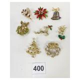 CHRISTMAS PINS BELL CANDY CANE REINDEER