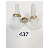 THREE RINGS TWO SIZE 9 ONE SIZE 10 GOLD TONE