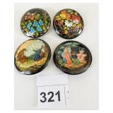RUSSIAN FOLK ART HAND PAINTED LACQUERED PINS