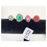 TWISTED WIRE GLASS STONE RINGS WESTERN GERMANY