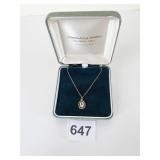 PENDANT NECKLACE 1/20 12K GF OVAL CLEAR STONE