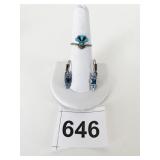 RING BLUE STONE INSET SIZE 6-3/4 BLUE RHINESTONE