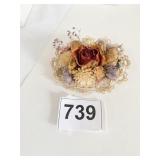 HAND MADE PIN DATED 1985 SIGNED DRIED FLOWERS