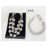 BRACELET SILVER TONE MARQUIS RHINESTONES