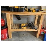 WOOD HAND CRAFTED WORK BENCH 48IN LONG 36IN HIGH
