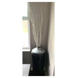 BLACK AND SILVER VASE WITH DRIED STICKS 29 INCHES