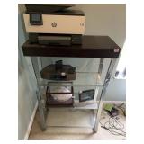 GLASS AND CHROME SHELF W/ FAUX WOOD TOP 48" H X