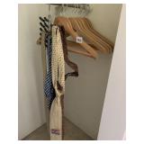 WOOD HANGERS AND ASSORTED DESIGNER TIES