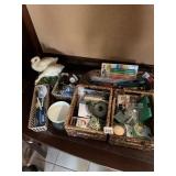 OFFICE SUPPLIES, PENS, PENCILS AND A DUCK