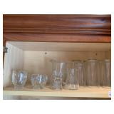 GLASS PITCHER, GLASSES, ETC.