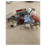 CHRISTMAS TINS, CANDLES, PLANTER, ETC.