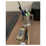 METAL STEIN AND PENCILS & FOUNTAIN PEN