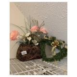 BASKET W/FLOWER AND HEART WREATH