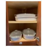 CORNING BAKING DISHES, CASSEROLES TOTAL 8 PCS