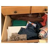 CONTENTS OF DRAWER, PLACEMATS, DOOR DRAFT PILLOW,