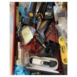 CONTENTS OF TOP OF BOX, BIT SET, SNAKE LIGHT,