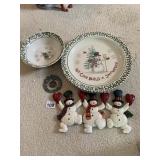 CHRISTMAS PLATES, BOWL, ETC.