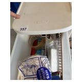 ROLLING 3 BIN STORAGE WITH SCISSORS PLASTIC