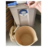 SUNCAST 12 GALLON BIN, BUCKET, SILK FLOWERS