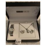 ENSEMBLE GIFT SET W/WATCH, NECKLACE & EARRINGS